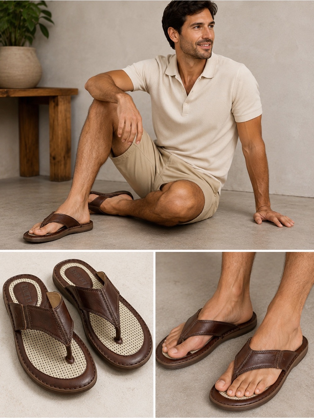 Born Jonah Sandals Mens 11 Brown Leather Thong Casual Comfort Shoes Hand Crafted